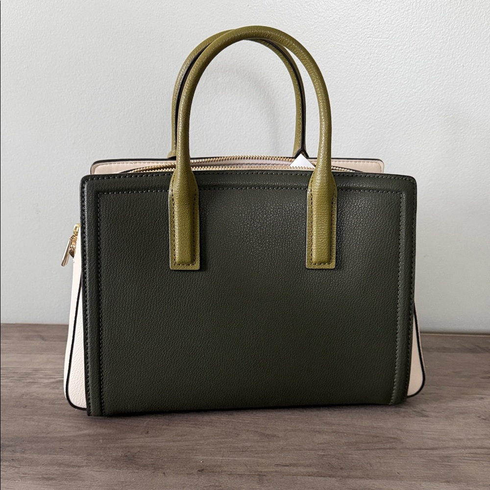 BRAND NEW Michael Kors Laila Olive Green & Ivy Medium Satchel with Gold Hardware - Picture 3 of 7